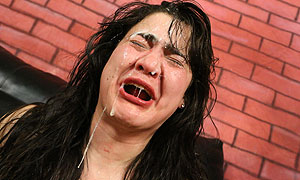 Whitney Gunns gets a sticky facial